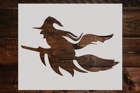 The Magic of Stencils: Unveiling the Witch Silhouette with Broom Stencil